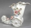 White Cornucopia Vase with Roses - S187C