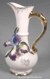 Pink Pitcher Vase with Applied Iris